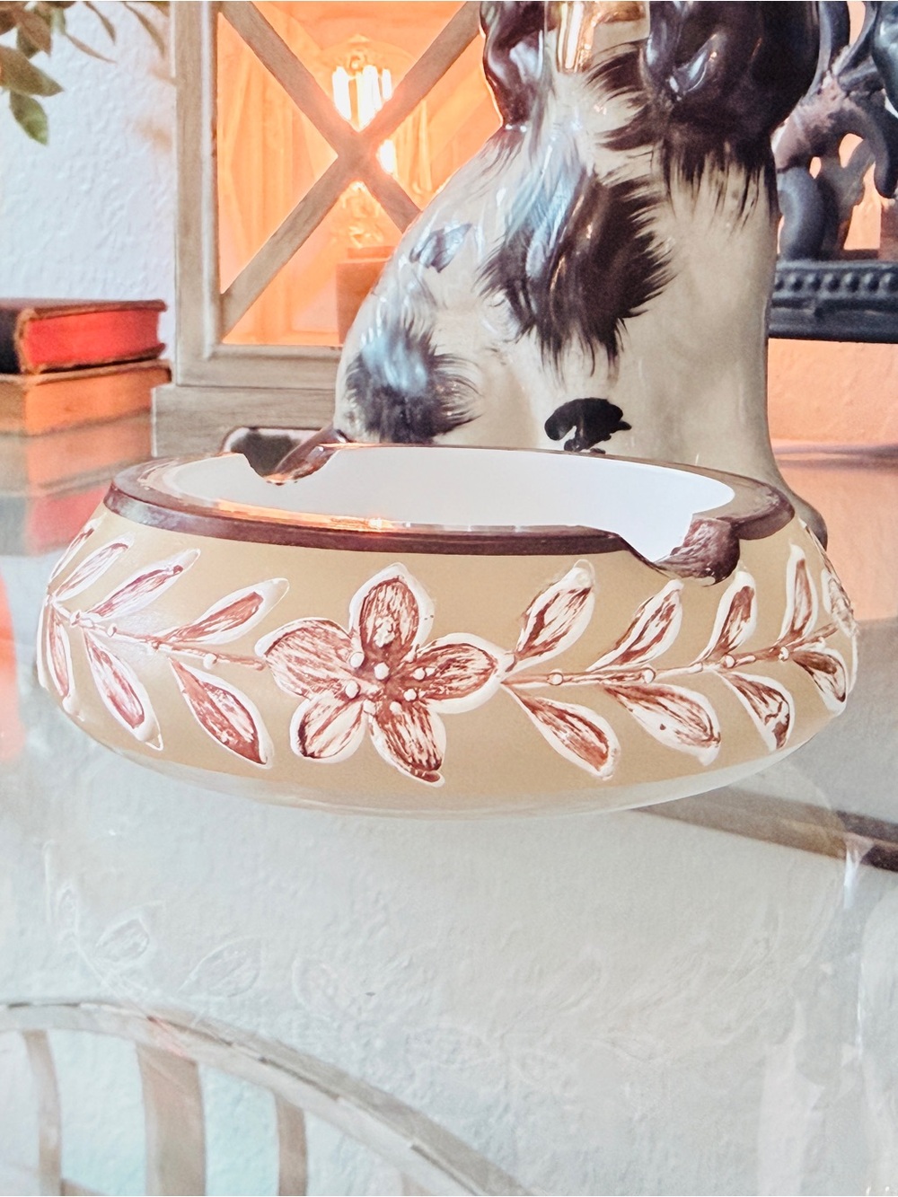 Mid-century Bohemian Czech Encased Glass Ashtray with Neutral Colors - Picture 9 of 17